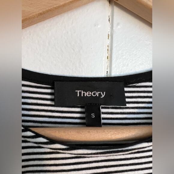 Theory knotted front striped dress midi spring summer comfortable stretchy - Picture 3 of 5